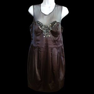 Bisou Bisou Black Sequined Butterfly Mesh Dress